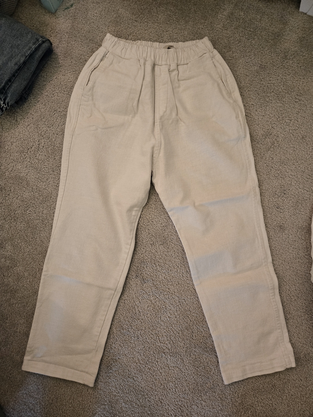Elastic-Waist White Pants